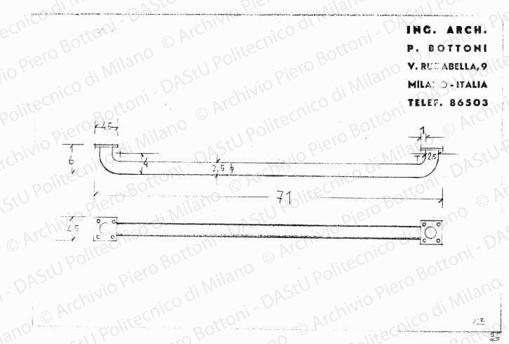 Porta asciugamani, scala 1:3, s.d. Matita su lucido, cm 20,3x29,5. 