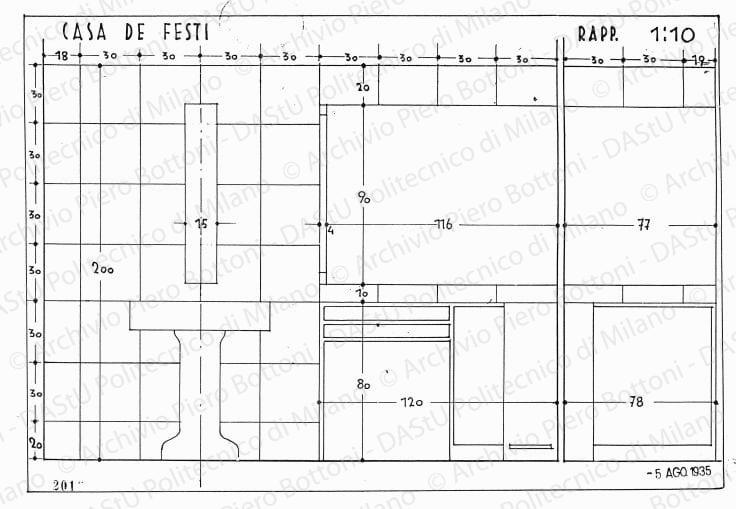 Casa De Festi, arredamento bagno, prospetti, scala 1:10, prot. 2016, 5 agosto 1935. China su lucido, cm 26,0x38,0. 