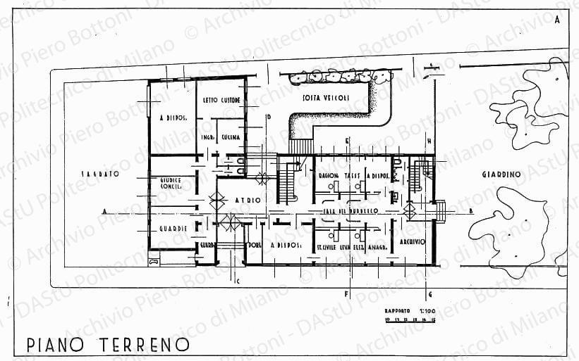 Pianta piano terreno soluzione A, scala 1:100, s.d. China su lucido, cm 41,0x61,5. 