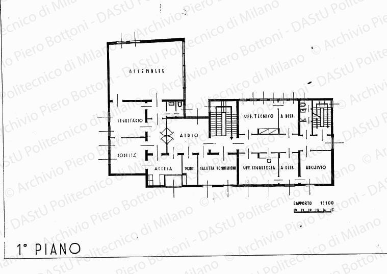 Pianta primo piano soluzione A, scala 1:100, s.d. China su lucido, cm 41,0x62,8. 
