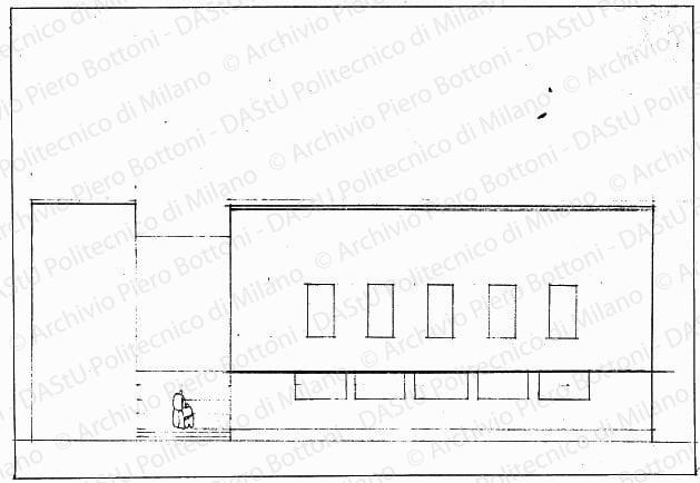 Studio fronte est, scala 1:100, s.d. Matita su lucido, cm 26,0x38,0. 