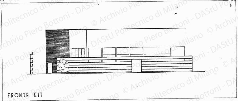 Fronte est soluzione B, scala 1:100, s.d. China su lucido, cm 28,5x64,2. 