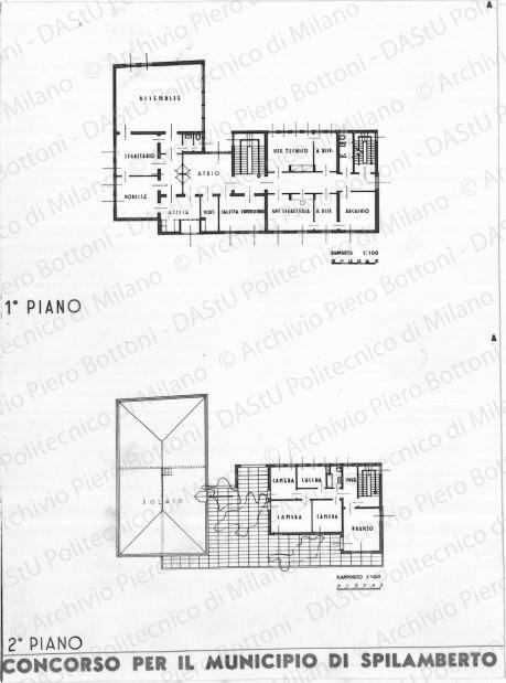Riproduzione "Schema degli accessi e proposte di sistemazione planimetrica 1:200" soluzione A. Positivo, bianco e nero, 82x113 mm, album giallo n.10, pag.17.