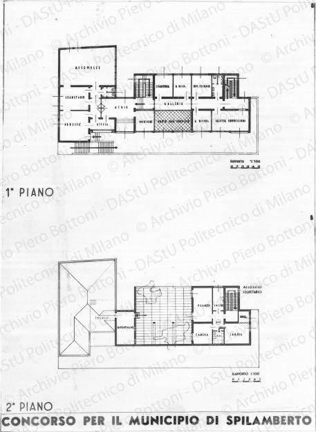 Riproduzione "Schema degli accessi e proposte di sistemazione planimetrica 1:200" soluzione B. Positivo, bianco e nero, 86x115 mm, album giallo n.10, pag.19.