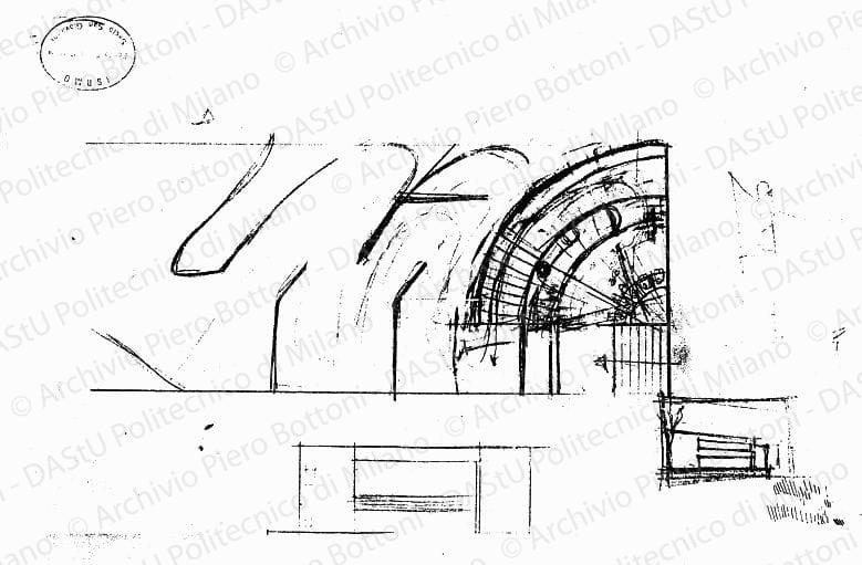 Schizzi, s.d. Matita su lucido, cm 23,0x37,0. 