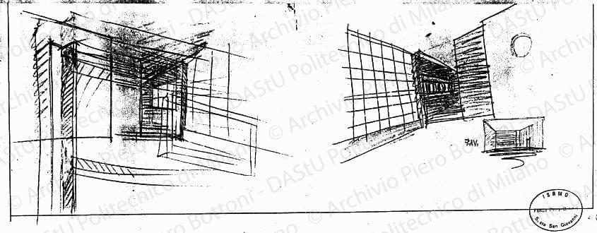 Schizzi prospettici, s.d. Matita su lucido, cm 19,0x52,5. 