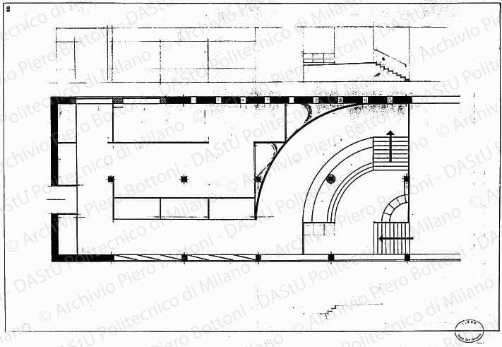 Dis. 2, pianta primo piano, scala 1:50, s.d. China su lucido, cm 52,0x76,0. 