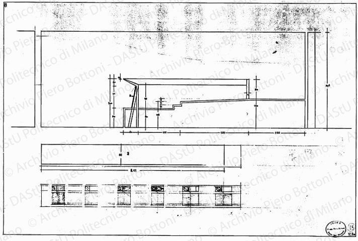 Dis. 8, sezioni, scala 1:20, s.d. China e matita su lucido, cm 50,0x74,5. 