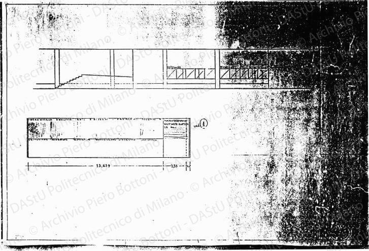 Prospetti, scala 1:50, s.d. Matita su eliografia su carta, cm 49,5x74,5. 