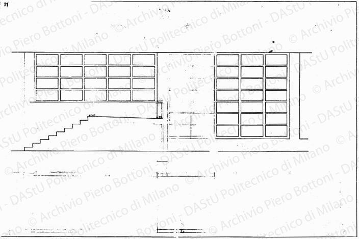 Dis. 11, pianta e prospetto di una parete, scala 1:20, s.d. China e matita su lucido, cm 50,0x75,0. 