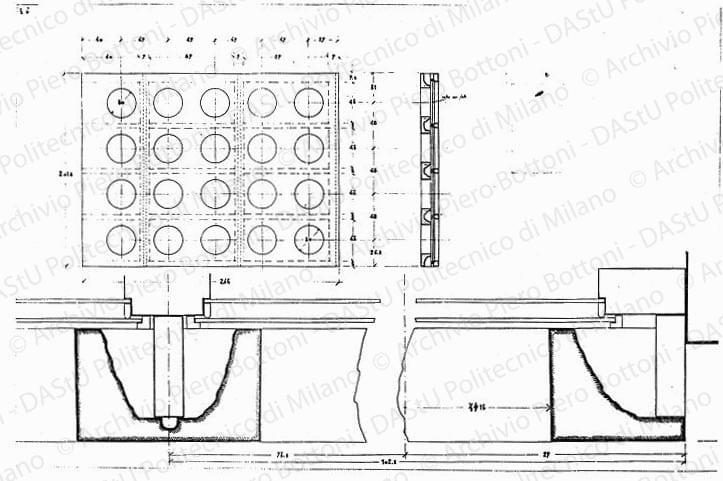 Dis. 17, particolari di strutture, scala 1:1, 1:10, s.d. China e matita su lucido, cm 55,0x77,5. 