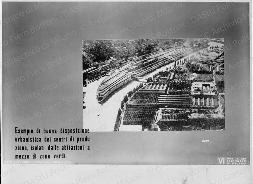 Idem, in formato differente, positivo, bianco e nero, mm 169x230. Timbri ad inchiostro sul verso: "Piero Bottoni" e "VI Triennale di Milano 1936 XIV. Servizio fotografico a norma di legge, qualunque riproduzione della presente fotografia dovrà portare l'indicazione del nostro nome. Stab.Fot. Crimella - Milano".