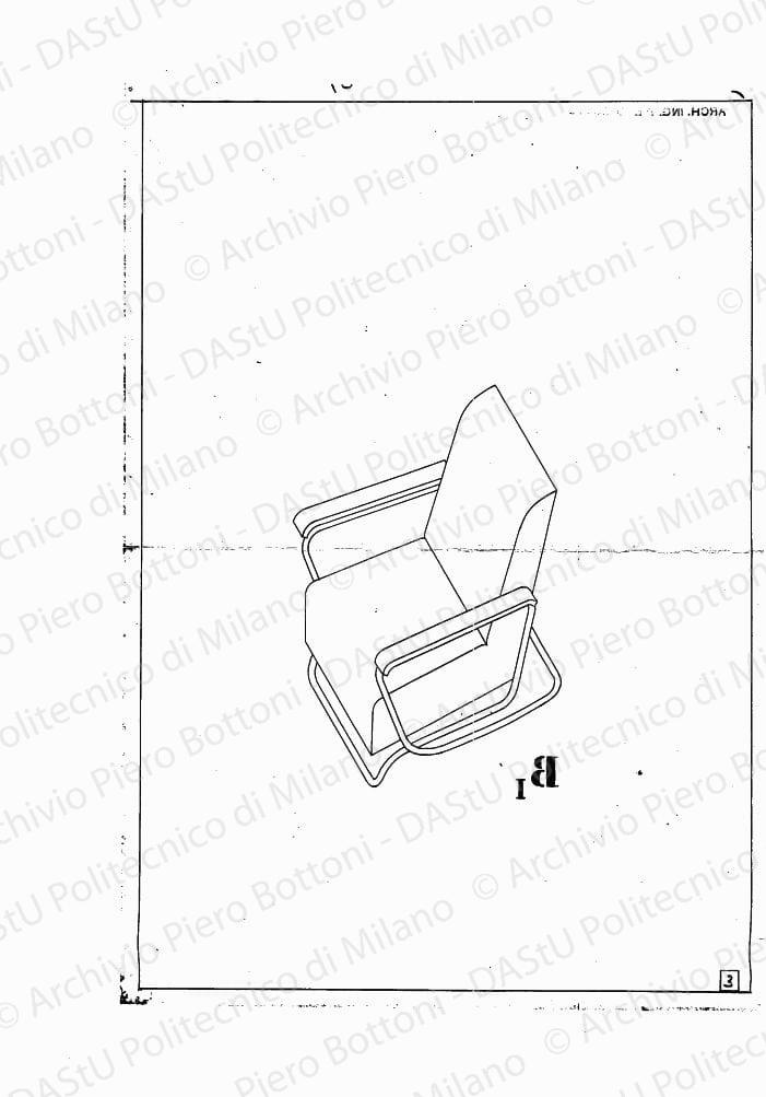 Poltrona B-I, scala 1:10, s.d. Eliografia su carta, cm 36,0 x 25,2.