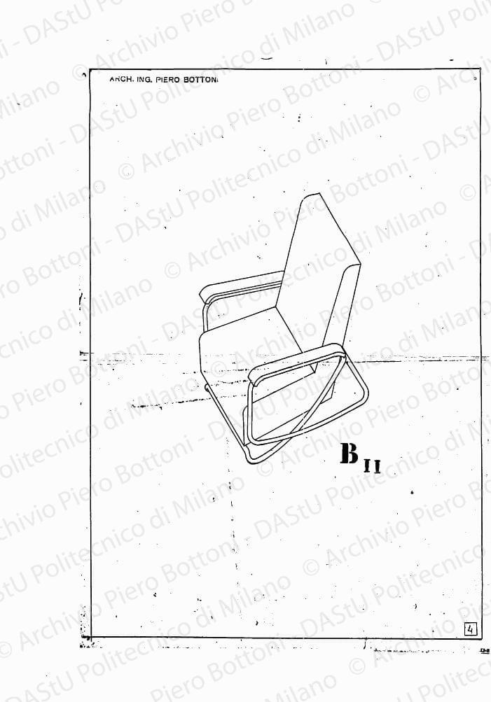 Poltrona B-II, scala 1:10, s.d. Eliografia su carta, cm 36,0 x 25,0.