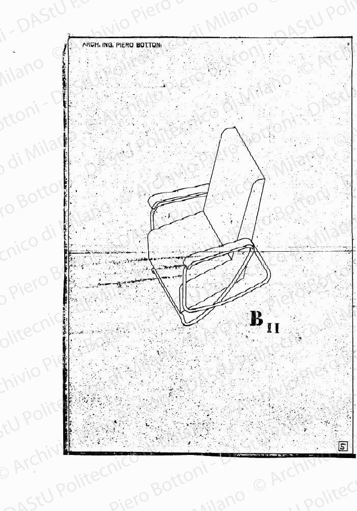 Poltrona B-II, scala 1:10, s.d. Eliografia su carta, cm 35,0 x 24,5.