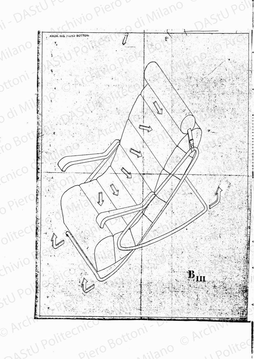 Poltrona B-III, scala 1:10, s.d. Eliografia su carta, cm 48,5 x 36,1.