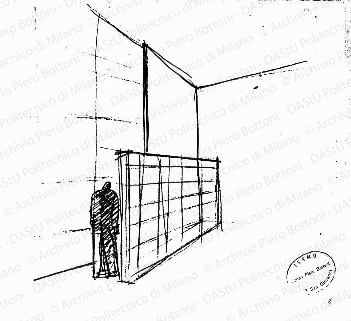 Schizzo prospettico, s.d. Matita su lucido, cm 26,0x37,0. 
