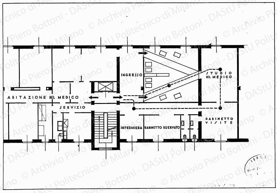 Pianta abitazione del medico, scala 1:100, s.d. China su lucido, cm 24,0x36,0. 