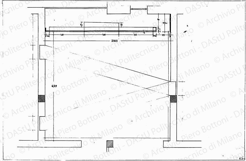 Dis. 2, pianta sala d'attesa, scala 1:20, s.d. China su lucido, cm 49,0x74,0. 
