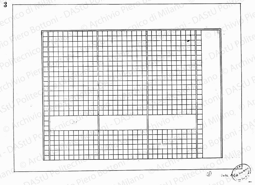 Dis. 3, prospetto parete acquario, scala 1:20, s.d. China su lucido, cm 39,0x53,0. 