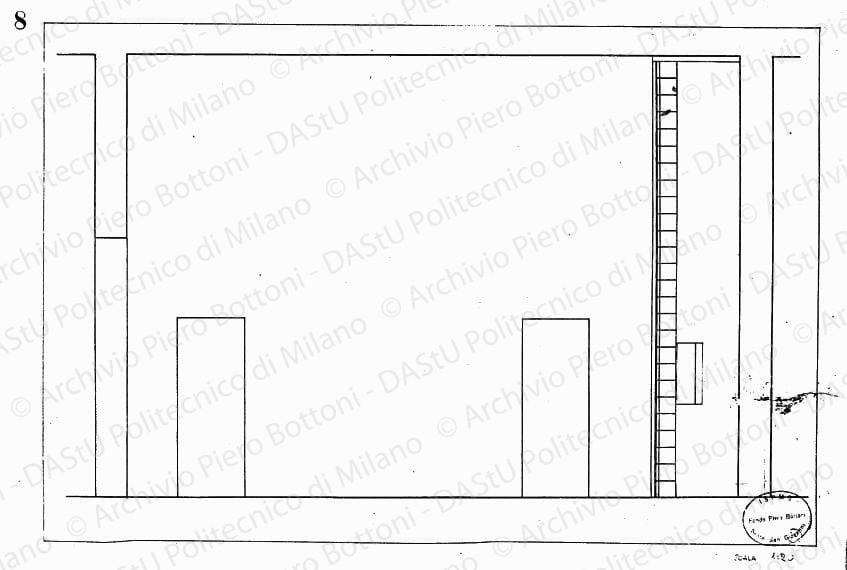 Dis. 8, sezione, scala 1:10, s.d. China su lucido, cm 35,0x52,0. 