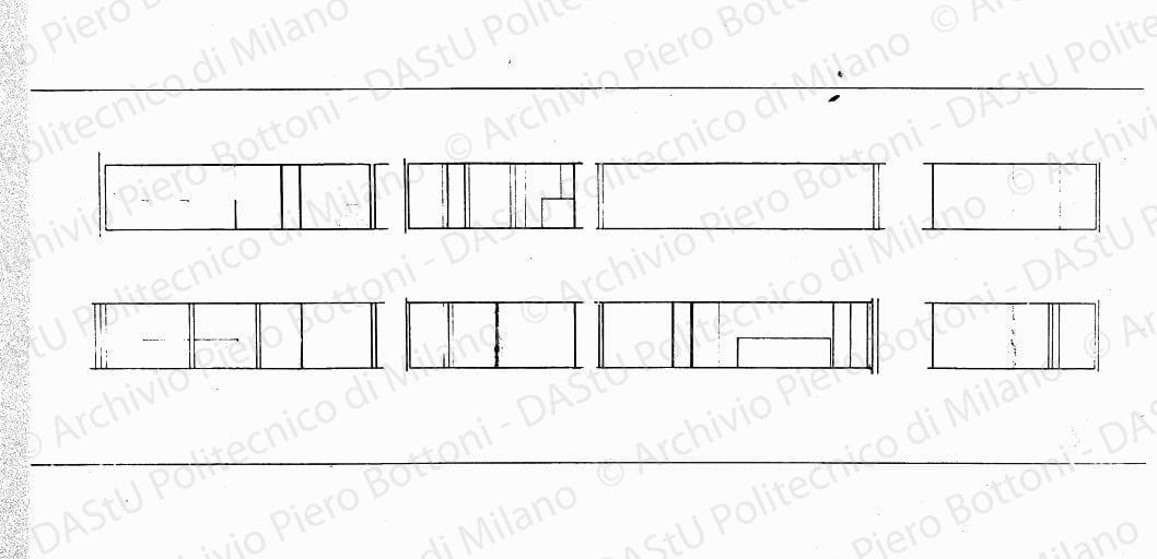 Sezioni, scala 1:50, s.d. China e matita su lucido, cm 43,0x101,0. 