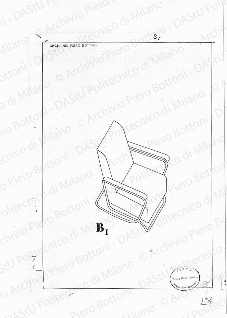 Poltrona tipo B1, assonometria, s.d. China su lucido, cm 37,2x26,7. 