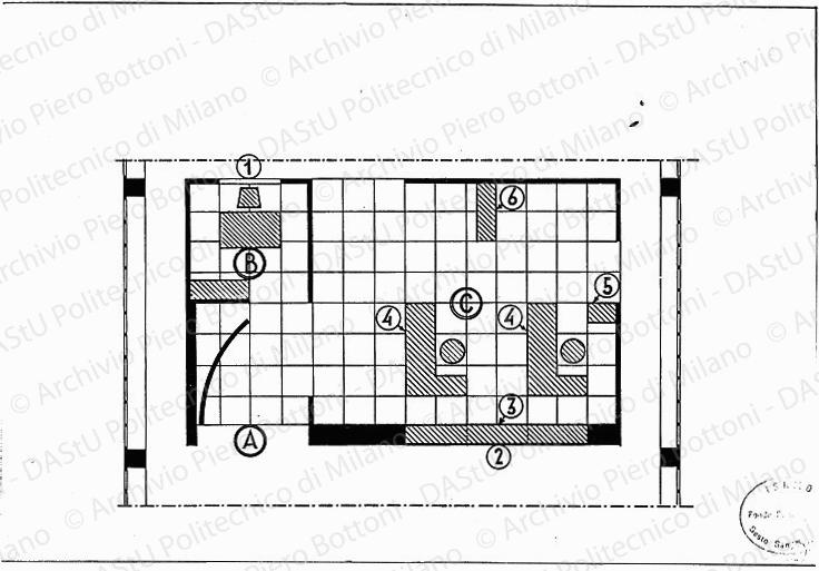 Pianta dell'ufficio, scala 1:50, s.d. China su lucido, cm 26,0x38,6. 