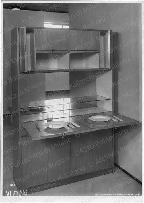Mobile per pranzare in ufficio, 1936, positivo, bn, mm 239x170. Album nero n.13.