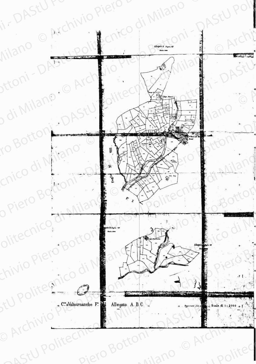 C.ne di Valtournanche, F.o VII, scala 1: 4000, aggiornato fino al 1930. Matite colorate su stampa, cm 70,4 x 100,2.