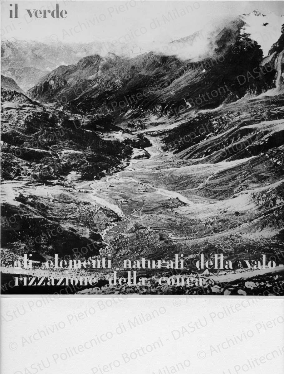 Riproduzione di tavola di analisi "il verde gli elementi naturali della valorizzazione della conca", positivo, bianco e nero, mm 230x229. 