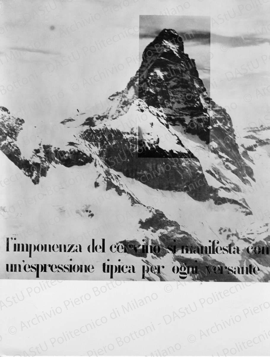 Riproduzione di tavola di analisi "l'importanza del cervino si manifesta con un'espressione tipica per ogni versante", positivo, bianco e nero, mm 286x226. 