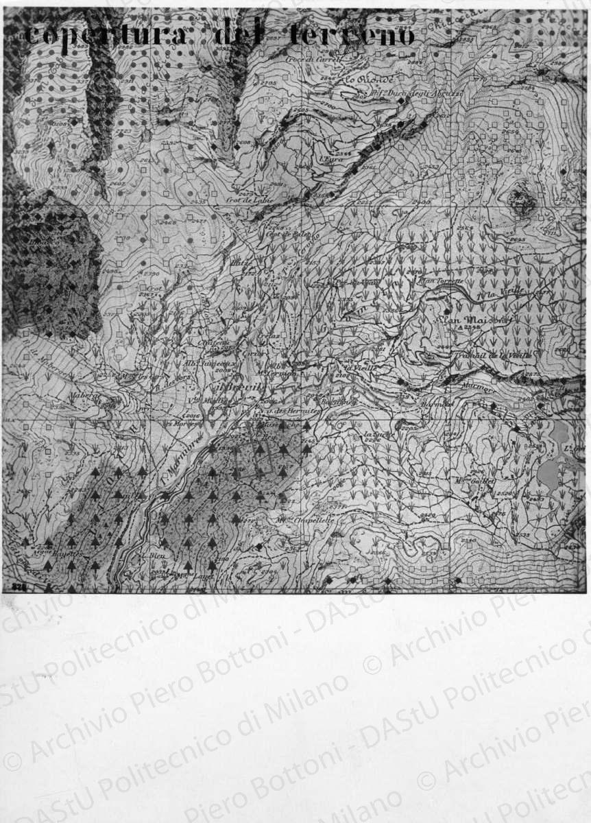 Riproduzione di tavola di analisi di Breuil: "Copertura del terreno", positivo, bianco e nero, mm 233x168. 