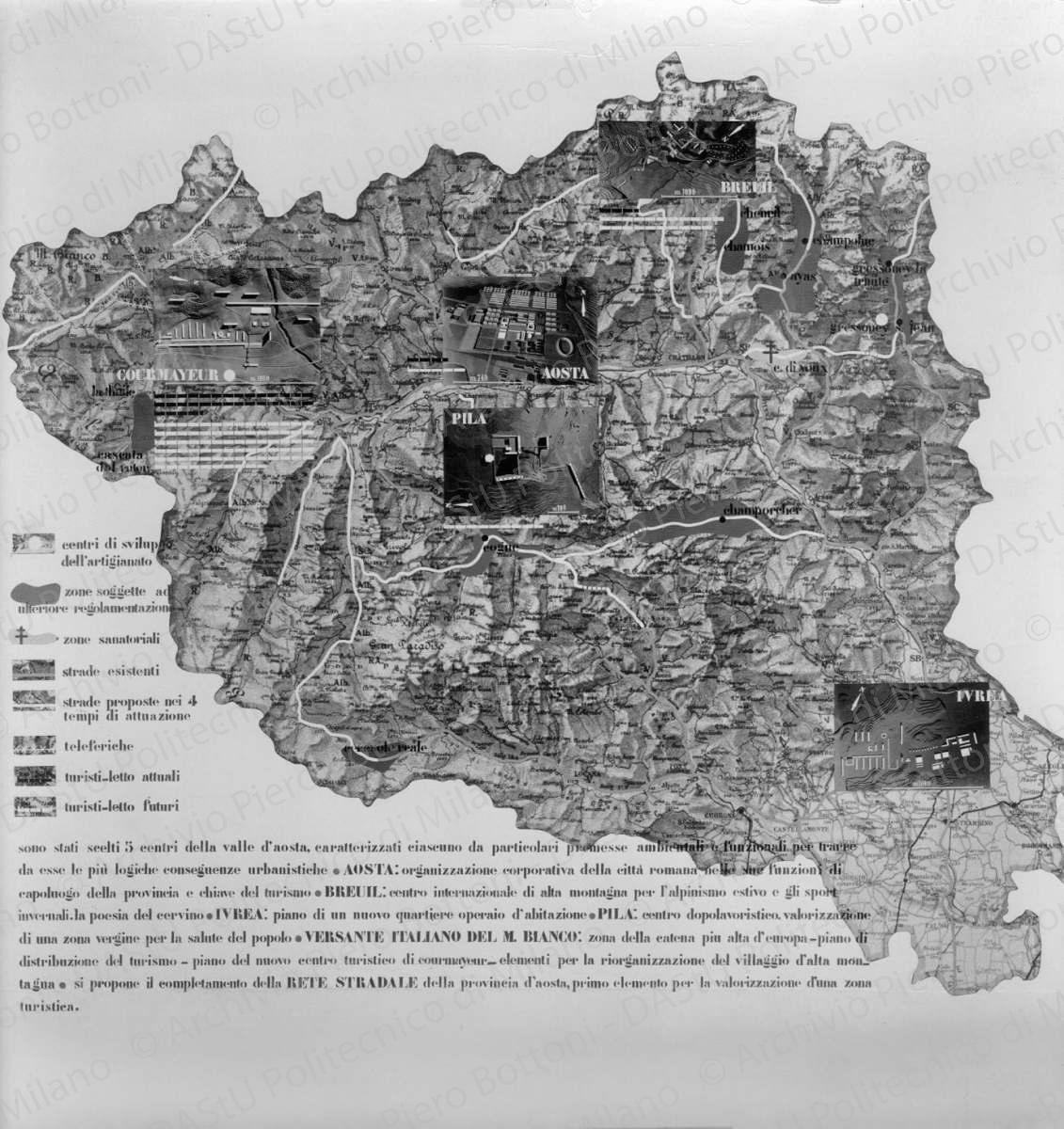 Riproduzione di tavola di progetto di Breuil, positivo, bianco e nero, mm 228x224. Annotazioni dattiloscritte sul verso