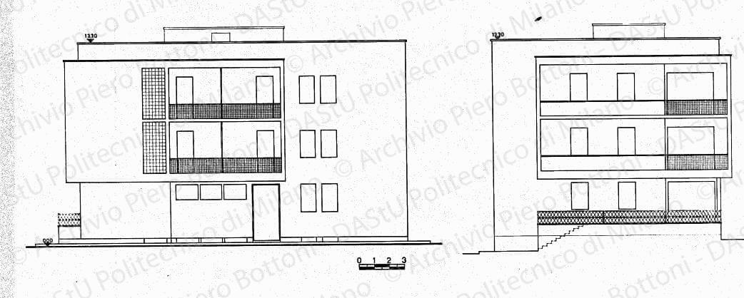 Guazzi, Parma, prospetti ovest e nord, scala 1:50, s.d. China su lucido, cm 48,4x96,7. 