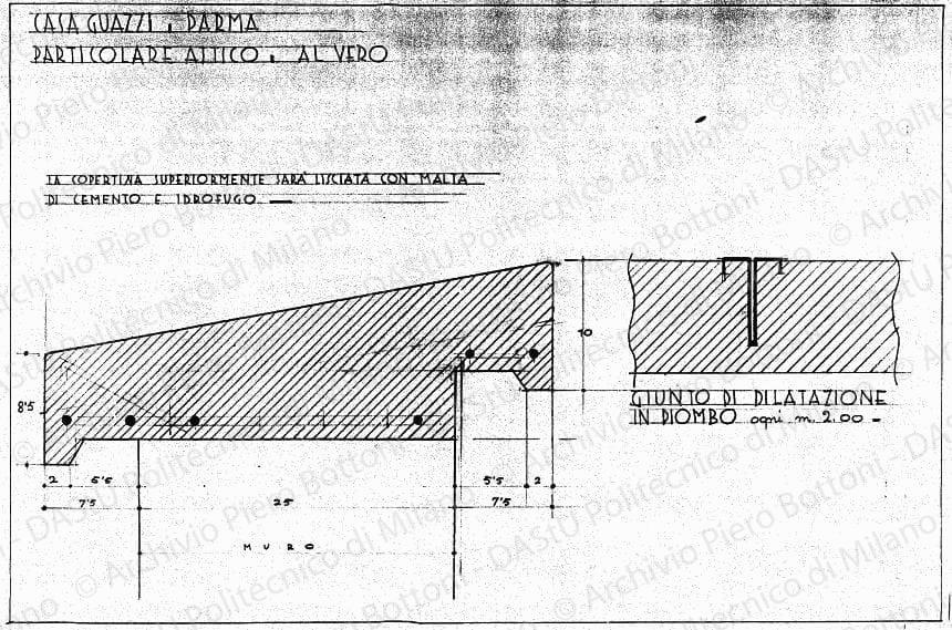 Casa Guazzi, Parma, particolare attico, scala 1:1, s.d. Matita e china su lucido, cm 51,2x74,0.