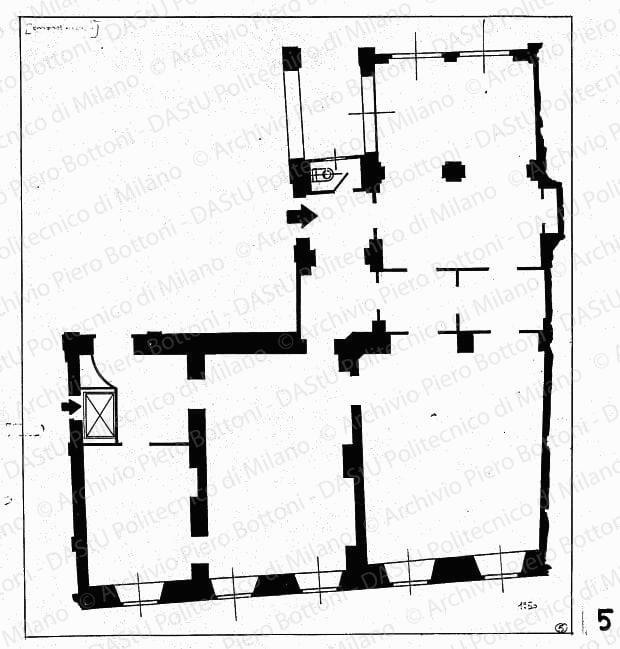 Parte di pianta del piano terreno, scala 1:50, s.d. China su lucido, cm 39,3X35,4. 