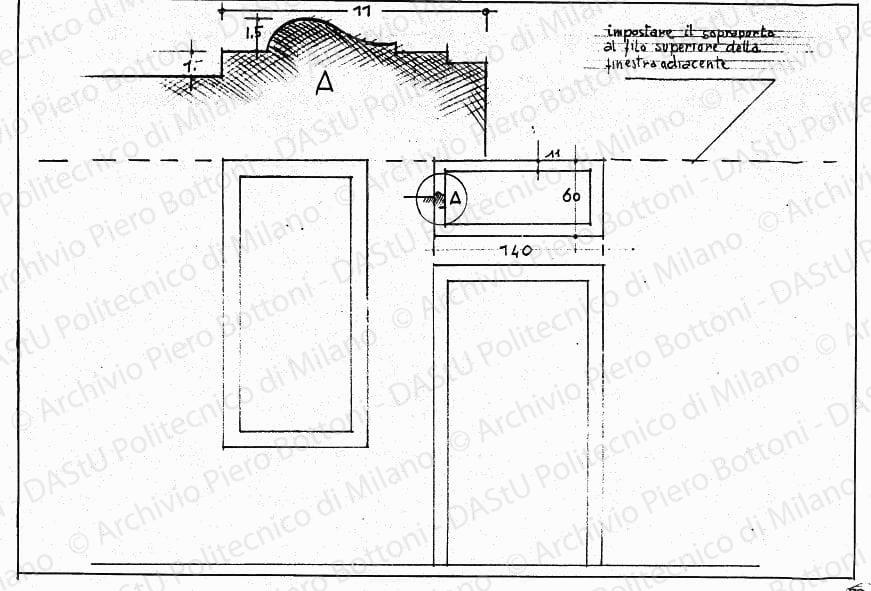 Particolare sopraporta, scala 1:1, 1:20, s.d. Matita su lucido, cm 25,8x36,7. 