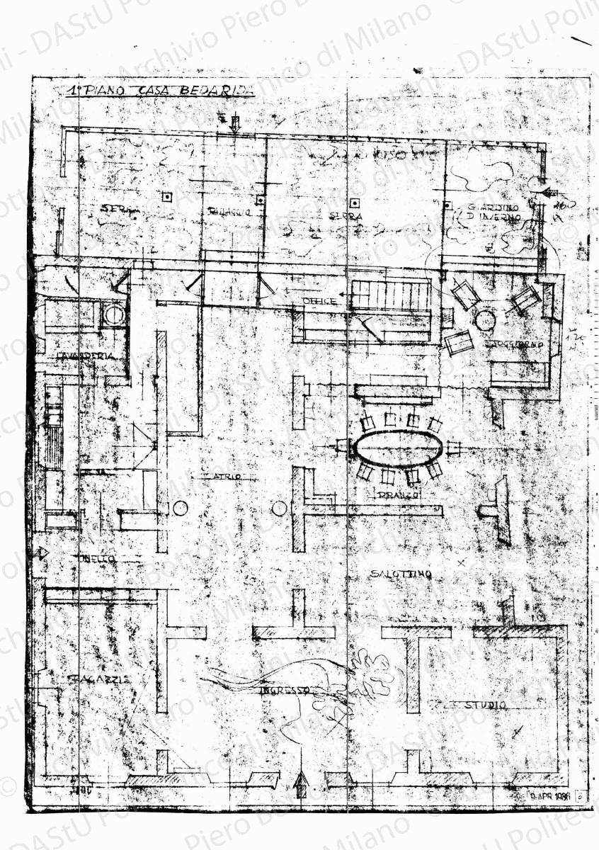Casa Bedarida, Livorno, 1 piano, scala 1:50, s.d. Eliografia su carta, cm 52,4 x 40,4.