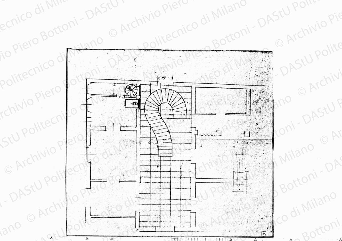 Pianta della scala, scala 1:50, s.d. Eliografia su carta, cm 33,1 x 36,5. Annotazioni a matita.