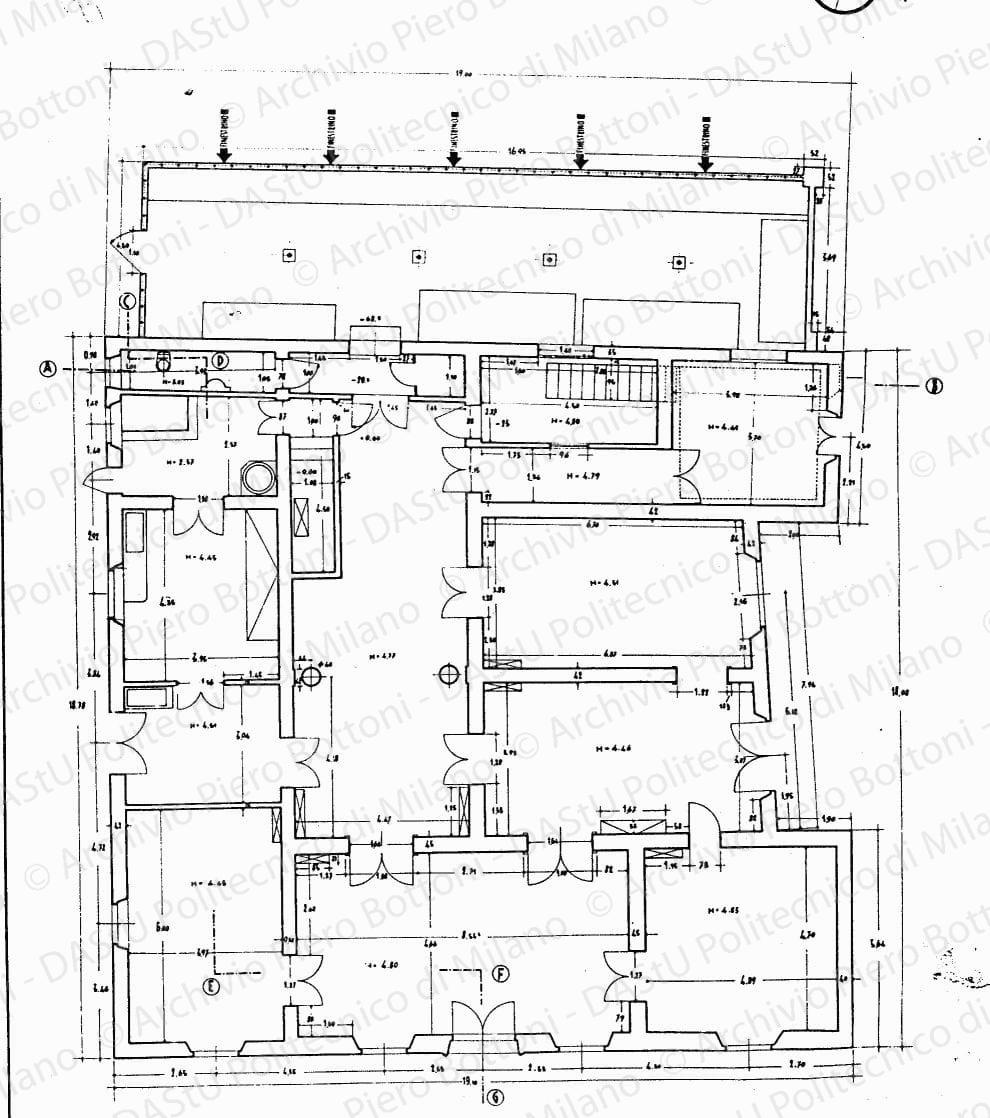 Villa avvocato Bedarida, pianta del piano terra, scala 1:50, s.d. China su lucido, cm 71,3x51,4.