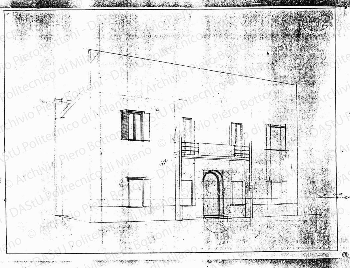 Studio prospettico della facciata, s.d. Matita su lucido, cm 36,1x52,6. 