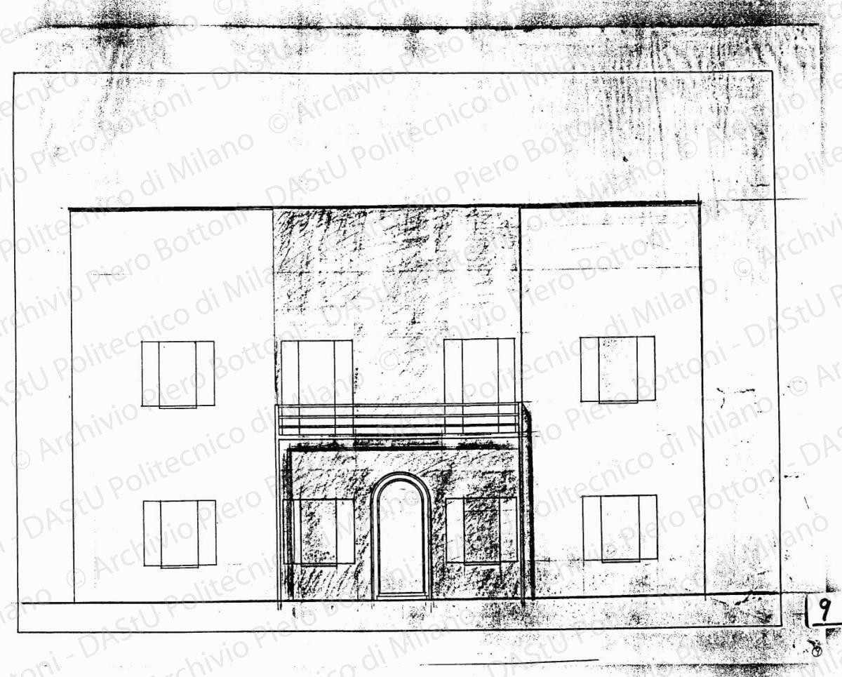 Studio della facciata, scala 1:50, s.d. China e matita su lucido, cm 40,0x53,9. 