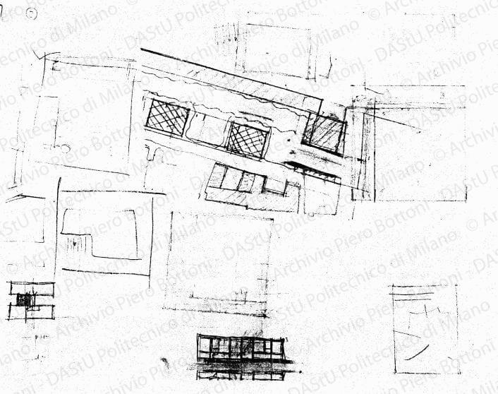 Schizzo planimetrico, s.d. Matita su lucido, cm 32,5x42,0. 