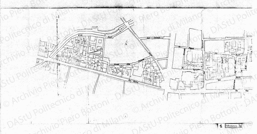 Planimetria, scala 1:1000, s.d. Eliografia su carta, cm 48,5x190,0.
