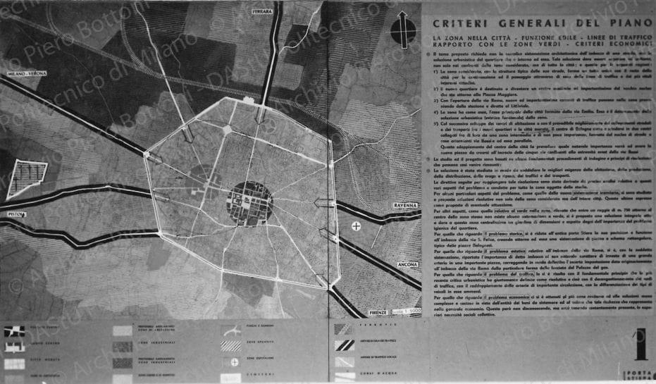 Riproduzione della tavola 1: inquadramento urbanistico. Positivo, bianco e nero, 87x148 mm, album giallo n.3, pag.15.