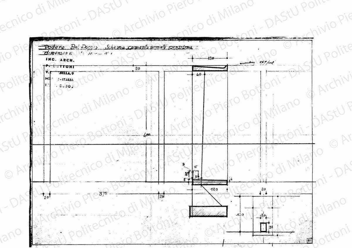Studio planimetrico, scala 1:100, s.d. Matita, matite colorate e penna su eliografia su carta, cm 32,2 x50,5.