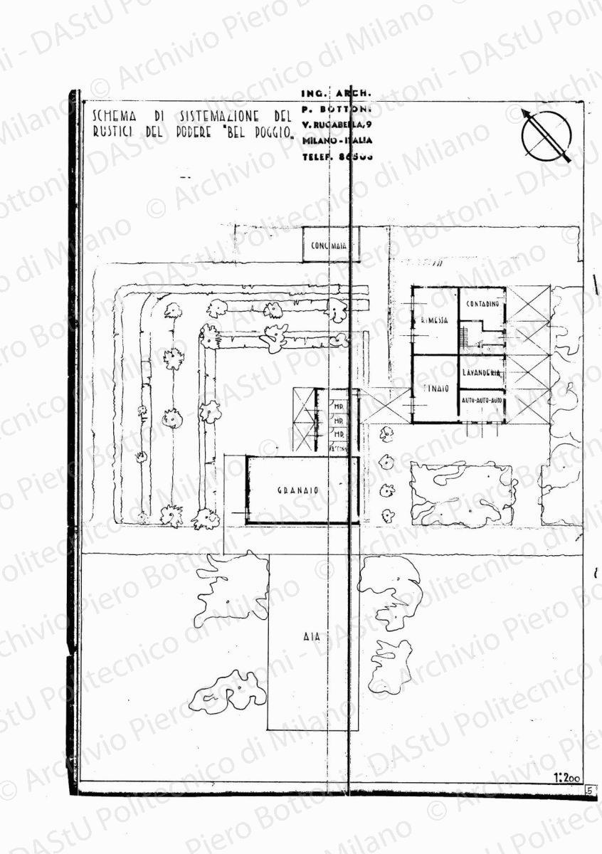Podere "Bel Poggio", casa del contadino, pianta delle fondazioni, scala 1:50, s.d. Eliografia su carta, cm 49,8 x 73,9.