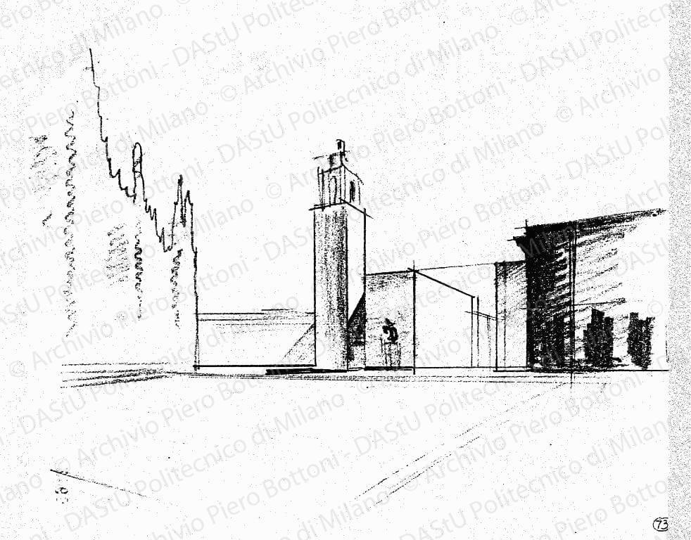 Schizzo prospettico, prot. 2165, s.d. Matita su lucido, cm 23,4x27,8. 