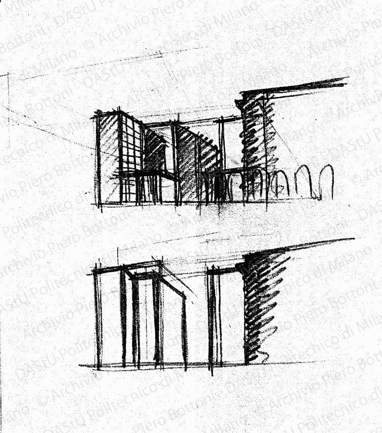 Schizzi prospettici, 27 ottobre. Matita su lucido, cm 32,0x23,5. 